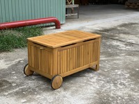 TAN PHU QUY, fabriqué au Vietnam, boîte de rangement de jardin en bois MDF 100%, avec roues, écologique, résistant à l'eau, coupe-vent, bois naturel, moderne