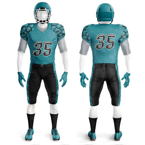 Team Wear Uniforme de fútbol americano de manga corta transpirable de poliéster 100% para hombre Color sólido - Product Image 1