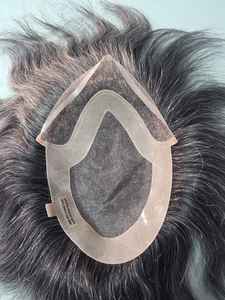 ท็อปเปอร์ผมแท้ Taz Hair BD Fusion แบบเย็บมือ ฐานลูกไม้ด้านหน้า ผสมสี 1B สีเทา  สำหรับปิดผมบาง - Product Image 2