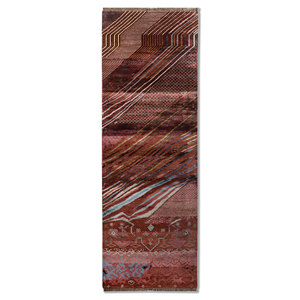 Manchaha Abstract Pattern Wool & Bamboo Silk Rugs <b>Red</b> & Orange Hand Knotted for Home Use-Les-2702 by Jaipur Rugs US - Product Image 1