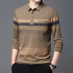2024 tricot de luxe pour hommes pour Polo décontracté rayé bouton avec couleur unie respirant à manches courtes T-Shirt pour les S-3XL d'hiver - Product Image 6