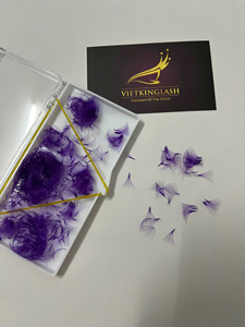 ขนตาปลอมสำเร็จรูป VIETKINGLASH สีสันสดใส แบบธรรมชาติ ยาวสไตล์เกาหลี ทำจาก PBT ฐานแหลม แยกเป็นช่อ ทำมือ สีน้ำตาล ม่วง น้ำเงิน ชมพู - Product Image 5
