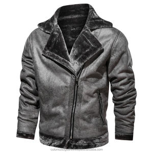 Chaqueta de Motociclista Retro Vintage para Hombre, de Cuero Genuino, Impermeable, Transpirable, con Cierre, Cuello Alto de Lana, Opción de Talla Grande - Product Image 2