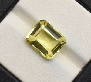 Piedra Preciosa de Cuarzo Limón Natural, Cuarzo Limón Amarillo 12X10 mm, Corte Esmeralda, para Joyería, 6.10 Quilates, Piedra Preciosa Suelta para Joyería - Product Image 4