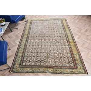 Alfombra Vintage de 6.4x9.1 pies, Alfombra Turca Grande, Alfombra con Puntos Amarillos y Azules - Product Image 4