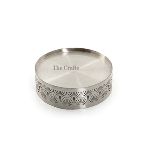 Plateau de service en métal argenté de forme ronde de qualité supérieure pour ustensiles de cuisine - Product Image 3