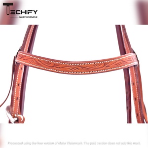 Best Quality Leather Headstall Training Headstall with Nickel Plated Steel Buckles and Snaps at <b>Bit</b> Ends - Product Image 2