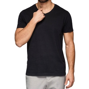 Camiseta con Cuello en V, Estilo Casual, Moderna, Lisa, Vintage, Tejida, Ajustada, Elástica, con Estampado Personalizado, Logotipo Personalizado, Fabricante OEM - Product Image 4