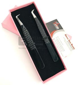 Pinzas para Extensión de Pestañas de 90 Grados, Diseño Delgado, Logotipo Personalizado, Profesional, Negras, Sostenibles, de Acero Inoxidable, Puntiagudas - Product Image 1