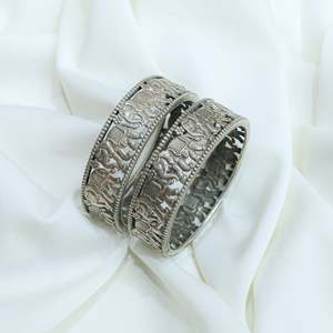 925 Silver Ditya Gajraj <b>Bangles</b> Single Piece Cultural Collectible Traditional <b>Indian</b> Jewelry - Product Image 1