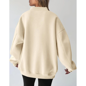 Sweat-shirt à capuche oversize pour femme, tendance 2025, en coton décontracté, col rond, épaules tombantes, style vintage, en molleton français, longueur longue - Product Image 3