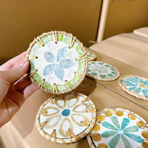 2023 nueva tendencia gran oferta posavasos de ratán nácar y cargador de ratán esteras y almohadillas de Vietnam hechas a mano - Product Image 4