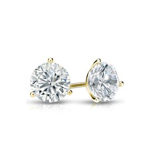 Round Cut Diamond Shaped 3 Prong <b>Set</b> <b>Stud</b> <b>Earrings</b> For Women - Product Image 2