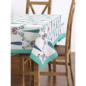 Pur Coton Rajasthani Main Bloc Imprimer Six Places Nappe Turquoise Patti Motif - Product Image 2