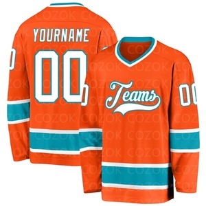 Maillot de hockey sur glace imprimé en 3D orange personnalisé pour hommes femmes maillots d'entraînement de compétition numéro personnalisé Service OEM direct - Product Image 6