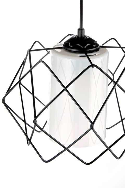 MHK Collection Black Design Multi-Square Chandelier with White Mica Glass