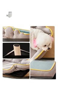 Lit pour animaux de compagnie moderne et doux en nylon et polyester, imprimé animal, amovible, lavable, sans assemblage, pour chiens et chats - Product Image 5