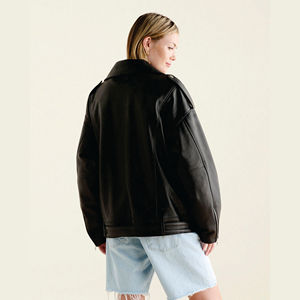 100% Genuine Leather Oversized Fit Moto Jacket Lamba Fully <b>Lined</b> with Lightweight High Performance Quilting - Product Image 6