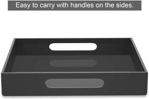 2025 plateau de service noir vibrant grand plateau en acrylique, présentoir décoratif, plateau de coiffeuse avec poignée - Product Image 6