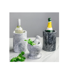 Refroidisseur de vin en marbre cuisine Rangement d'ustensiles marbre Refroidisseur de vin refroidisseur porte-vaisselle forme ronde et couleur marbre naturel - Product Image 4