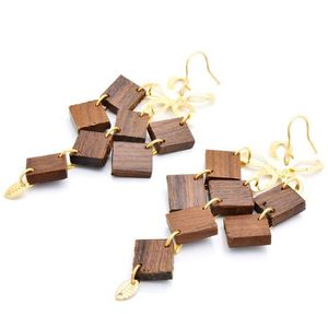 Pendientes de tuerca personalizados marrones al por mayor, pendientes de madera, pendientes de medio círculo para mujer, pendientes hechos a mano a la moda, joyería - Product Image 2