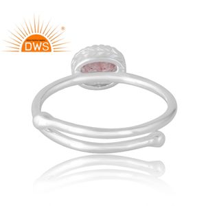 Anillo de piedras preciosas de cuarzo de fresa Natural de Plata de Ley 925 más vendido, joyería personalizada para mujer, regalo para ella - Product Image 2