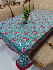 Nappe en coton 100% imprimé floral élégant fabriqué à la main et imprimé à la main couverture de table en coton de conception artisanale traditionnelle - Product Image 2