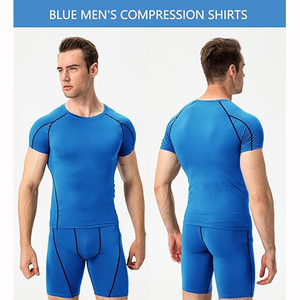 Camiseta de entrenamiento de gimnasio para hombre Quick Athletic 95% poliéster 8% Spandex manga corta transpirable compresión ropa atlética - Product Image 4