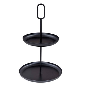 Panier de rangement élégant à deux niveaux en fer noir Panier à fruits Panier à ustensiles de cuisine Présentoir de table Support de rangement pour maquillage - Product Image 3