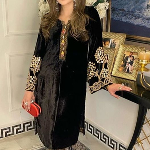 NEW--INDIAN & robe pantalon élégante brodée sur KURTA avec brocart pour fête-robe pour fête/mariage = 2023 - Product Image 1