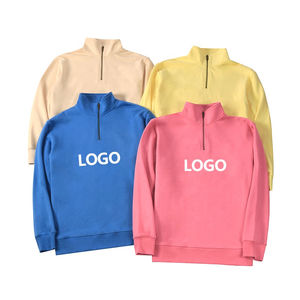 Sudaderas de lana de invierno con media cremallera para hombre con logotipo personalizado OEM, Jersey grueso con capucha, chaquetas de exterior con media cremallera - Product Image 1