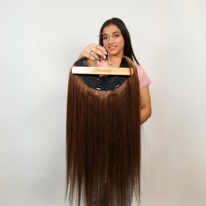 ท็อปเปอร์ผมแท้ทรงตัวยูแบบอินเดีย  ปกปิดผมบางอย่างเป็นธรรมชาติ  ไร้รอยต่อ  น้ำหนักเบา  บรรจุภัณฑ์แบบกำหนดเอง  ขายส่ง - Product Image 3