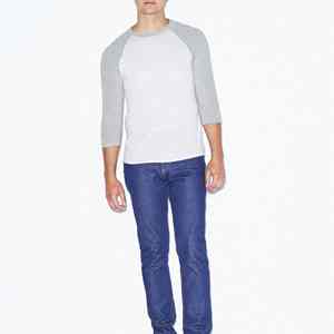 T-shirt tricoté à manches raglan tendance, 100 % coton extensible, uni, personnalisable pour la gym, les loisirs et le sport - Product Image 3