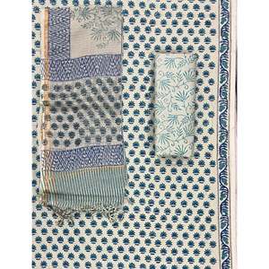 Unstitched <b>Block</b> <b>Printed</b> Cotton Kota Doriya Dupatta with Lehenga Choli and Salwar Pakistani Style Indian Saree Dress - Product Image 1