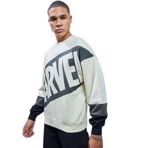 Sweat-shirt de style urbain unisexe à manches longues, col ras du cou, logo brodé, épaules dénudées, personnalisé pour hommes - Product Image 1