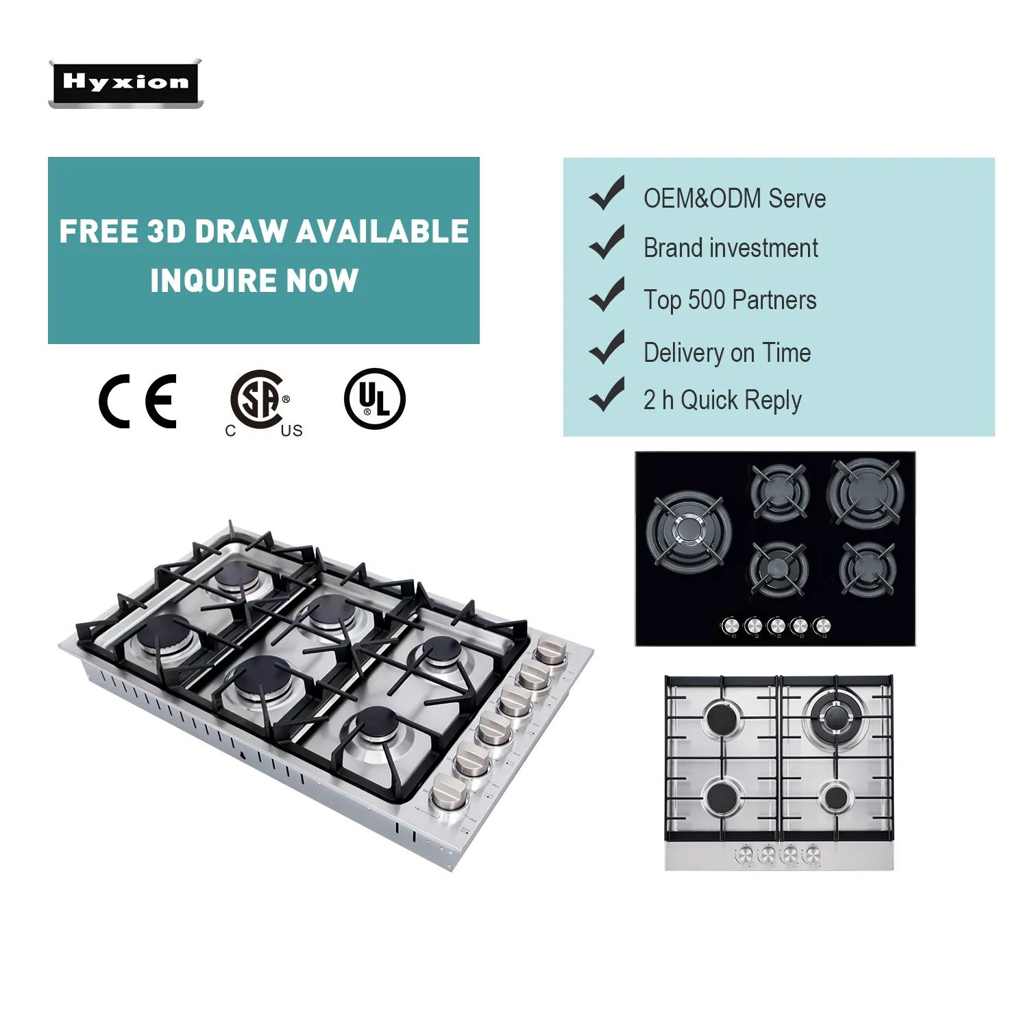 Commercial Luxury 6-Burner Gas Range with Gas Oven
