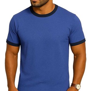 Camiseta de algodón Just Blanks para hombre, camiseta de manga corta para hombre, camiseta de tripulación, Camiseta de cuello redondo, camiseta Ringer - Product Image 3