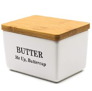 Plato de mantequilla de Color blanco de alta calidad con tapa de madera Mesa de comedor para el hogar Plato de mantequilla Plato de acero inoxidable hecho a mano al precio más bajo - Product Image 1