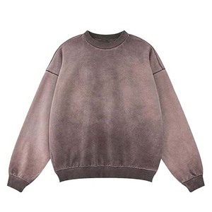 Sweat-shirts basiques à col rond pour hommes, 100% coton, 380 GSM, délavés à l'acide, avec logo personnalisé, prix abordable, collection Hiver 2026 - Product Image 6