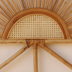 Cabecero de mimbre de estilo Vintage natural, diseño de abanico de medio círculo con centro de caña, cabezal de cama de mimbre hecho a mano para proveedor mayorista - Product Image 3