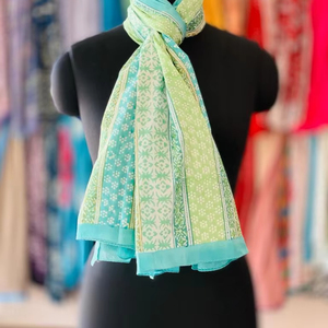 Bufanda de algodón hecha a mano para mujer Handblock estampado floral estola suave y ligera nueva última colección - Product Image 1