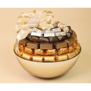 Bol à chocolat arabe en métal forme ronde en acier inoxydable Designer bol de service fait main maison et fête décorative - Product Image 4