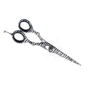 Tijeras de corte de pelo con revestimiento de cebra de acero inoxidable alemán profesional, tijeras de peluquero de salón de alta calidad con punta roma, recta - Product Image 4