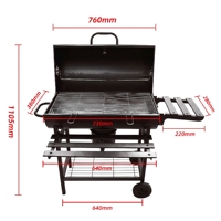 590 pieds carrés Barbecue au charbon de bois avec zone de cuisson grillagée, grills au charbon de bois en forme de baril avec table latérale pour l'extérieur, la cour, la terrasse et les fêtes
