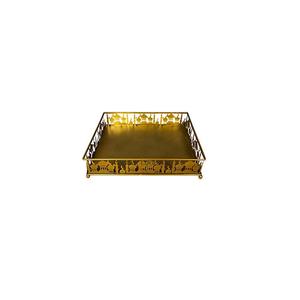 Juego de 2 Bandejas y platos decorativos de lujo de material de metal y vidrio Diseñador de tendencias Bandejas de metal de color dorado de diferentes tamaños - Product Image 5