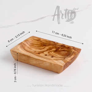 Porte-Savon Artisanal en Bois d'Olivier - Savonnière Écologique Naturelle avec Fentes de Drainage Design Traditionnel pour Salle de Bain - Product Image 2