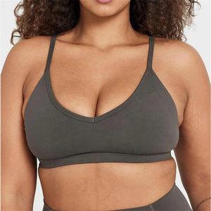 Sujetador Deportivo de Yoga con Tirantes Ajustables para Mujer, Talla Grande, Nuevo, Cruzado en la Parte Delantera, de un Solo Hombro, Transpirable, Simple, Disponible en Gris - Product Image 2