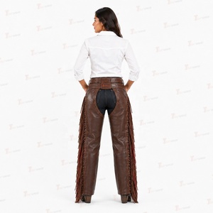 Guêtres en cuir véritable Tecnica pour femme, taille haute, avec franges, pour la protection équestre - Product Image 5