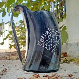 Taza de cuerno de búfalo natural, taza vikinga para beber y cerveza, calidad caliente con empuñadura de madera, Ágata superventas - Product Image 4