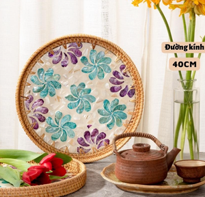 Plateau en rotin tissé en gros avec motif décoratif pour table à manger, Vietnam - Product Image 6